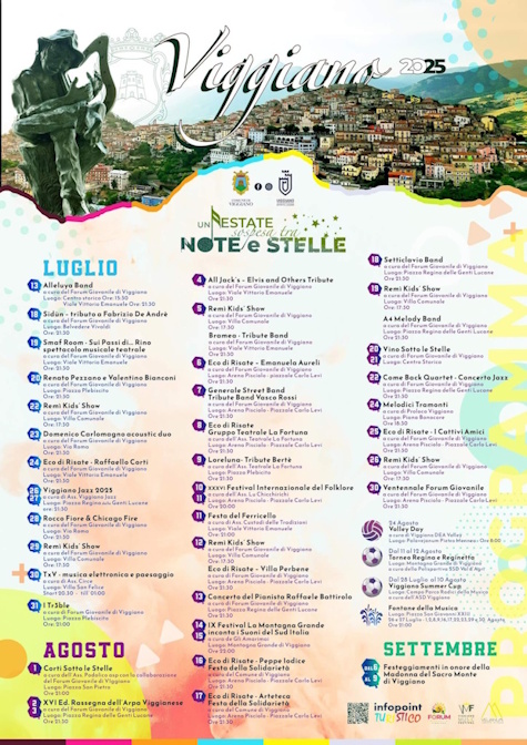 Il Programma dell'Estate Viggianese locandina viggiano estate 2025 comune -r
